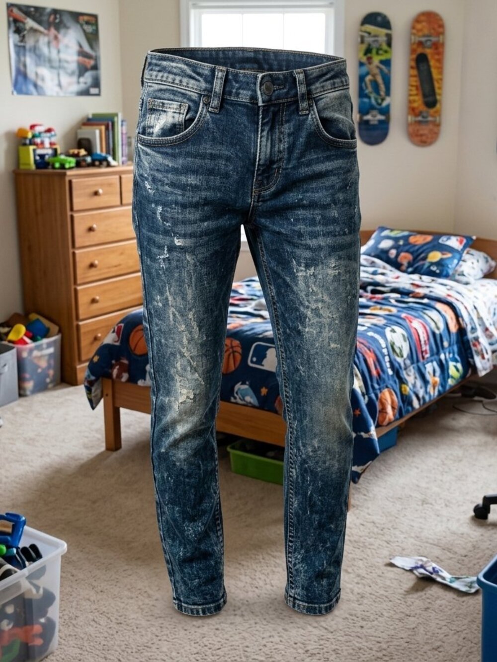 Lee Boys Distressed Skinny Jeans Size 7 Adjustable Waist